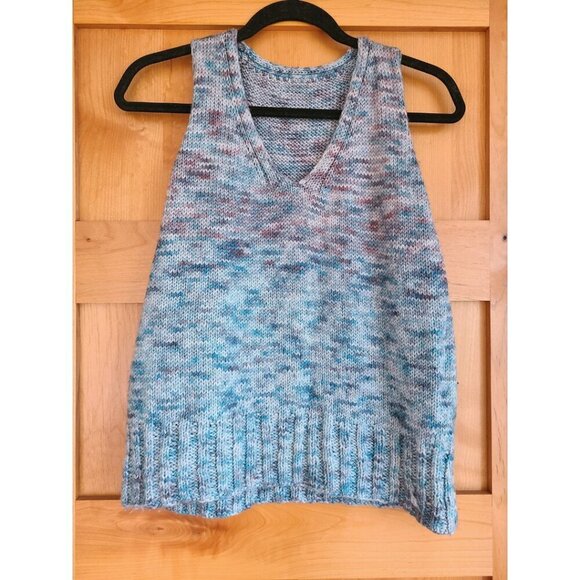 Handmade Sweaters - Womens Hand Knit Wool Mermaid Fairy Retro Granny Ivy League Sweater Vest MEDIUM